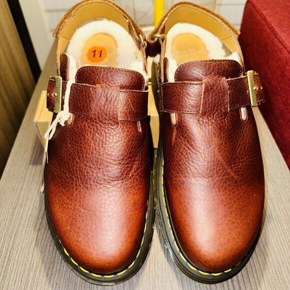 Dr Martens Jorge II Ambassador‎ Leather Fur Lined M 11 W 12 Mules Cashew Brown main image 4